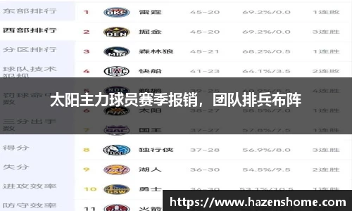 太阳主力球员赛季报销，团队排兵布阵