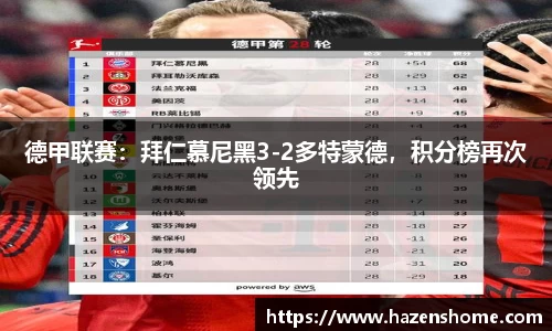 德甲联赛：拜仁慕尼黑3-2多特蒙德，积分榜再次领先